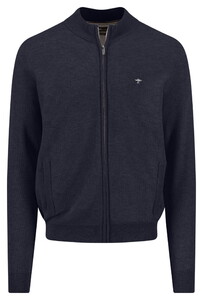 Fynch-Hatton Full Zip Cotton Structure Cardigan Navy