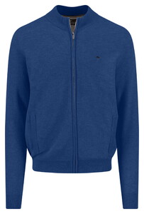 Fynch-Hatton Full Zip Cotton Structure Vest Harbor Blue