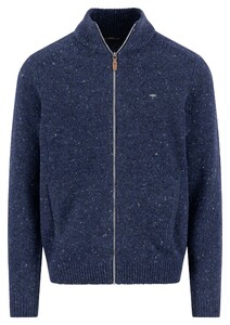 Fynch-Hatton Fullzip High Collar Donegal Cardigan Navy