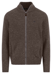 Fynch-Hatton Fullzip High Collar Donegal Vest Dark Chocolate