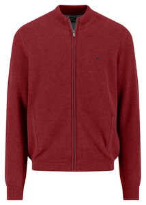 Fynch-Hatton Fullzip Subtle Texture Cotton Cardigan Garnet Red