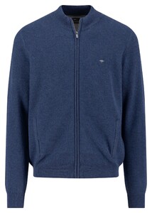 Fynch-Hatton Fullzip Subtle Texture Cotton Cardigan Night