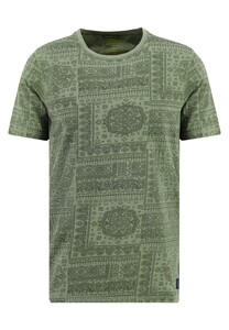 Fynch-Hatton Garment Dyed Allover Pattern T-Shirt Dusty Olive