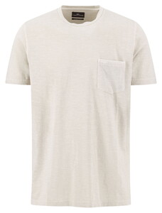 Fynch-Hatton Garment Dyed Cotton Linen Crew Neck Chest Pocket T-Shirt Cement