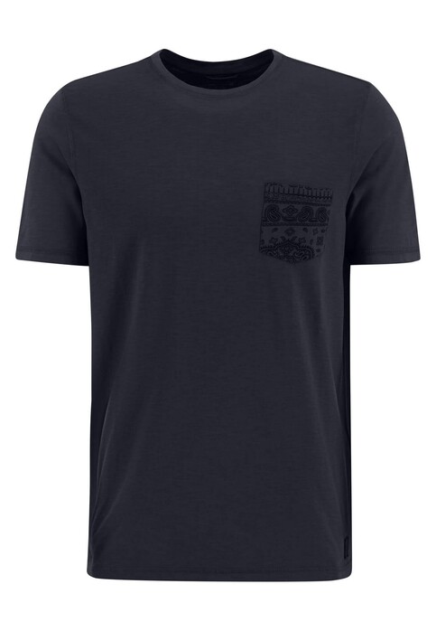 Fynch-Hatton Garment Dyed Cotton O-Neck T-Shirt Navy
