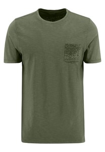 Fynch-Hatton Garment Dyed Cotton Ronde Hals T-Shirt Dusty Olive