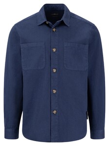 Fynch-Hatton Garment Dyed Double Chest Pocket Overshirt Navy