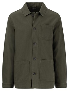 Fynch-Hatton Garment Dyed Multi Pocket Twill Overshirt Dusty Forest