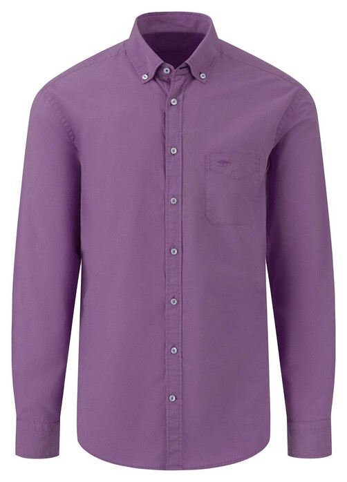 Fynch-Hatton Garment Dyed Poplin Button Down Overhemd Dusty Lavender