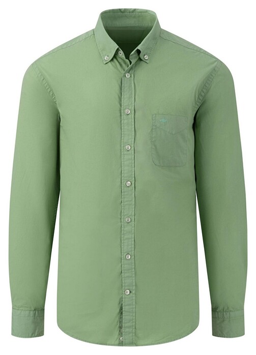 Fynch-Hatton Garment Dyed Poplin Button Down Overhemd Soft Groen