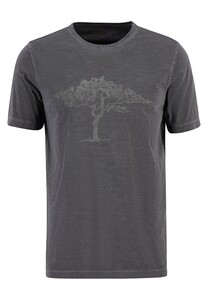 Fynch-Hatton Garment Dyed Tree Pattern Organic Cotton T-Shirt Asphalt