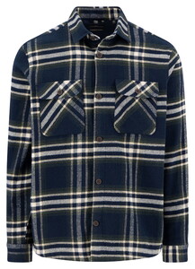 Fynch-Hatton Heavy Flannel Check Overshirt Navy