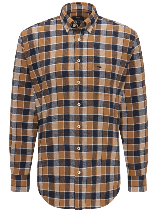 Fynch-Hatton Heavy Flannel Combi Check Shirt Mustard