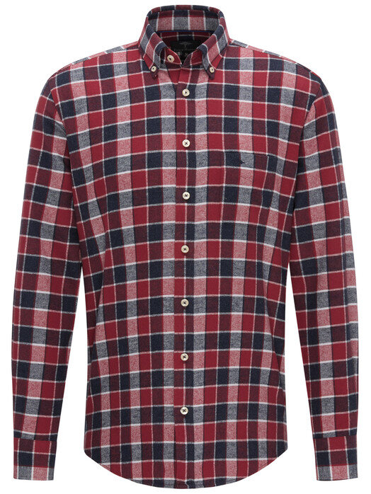 Fynch-Hatton Heavy Flannel Combi Check Shirt Zinfandel