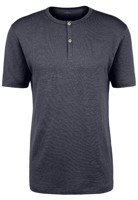 Fynch-Hatton Henley Shirt Linen T-Shirt Navy