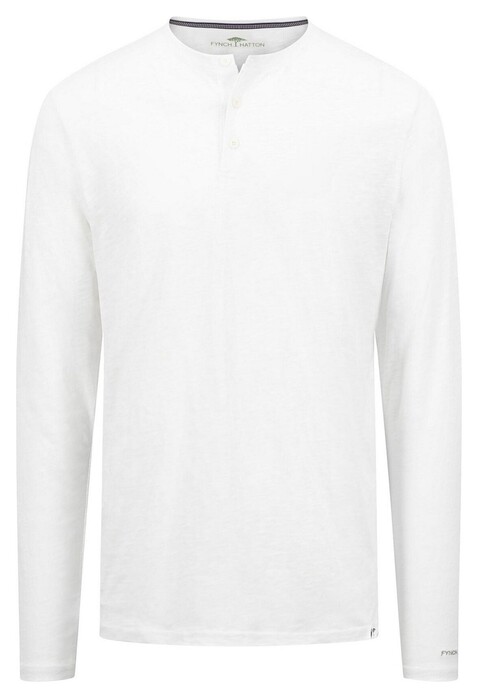 Fynch-Hatton Henley Slub Longlseeve T-Shirt Wit