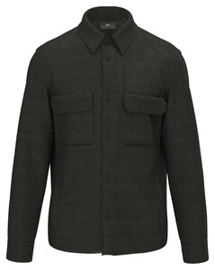 Fynch-Hatton Herrinbone Linen Cotton Overshirt Dark Khaki