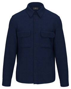 Fynch-Hatton Herrinbone Linen Cotton Overshirt Navy