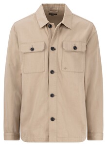 Fynch-Hatton Herringbone Double Breast Pocket Overshirt Beige
