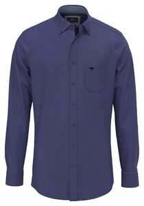 Fynch-Hatton Herringbone Flanel Button Down Overhemd Navy