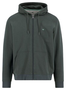 Fynch-Hatton Hooded Sweat Cardigan Vest Dark Ivy