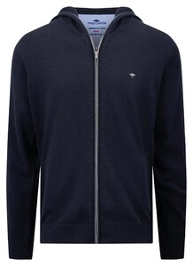 Fynch-Hatton Hooded Zip Cardigan Superfine Cotton Vest Navy