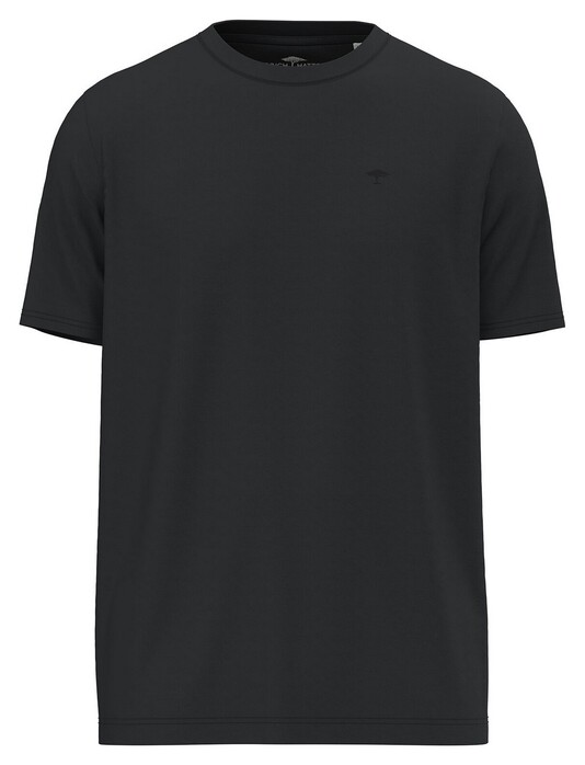 Fynch-Hatton Interlock Uni Color Crew Neck T-Shirt Zwart