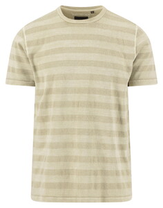 Fynch-Hatton Jacquard Tee Striped Cotton T-Shirt Pistachio