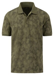 Fynch-Hatton Jersey Allover Palm Leaves Patteren Polo Dusty Olive