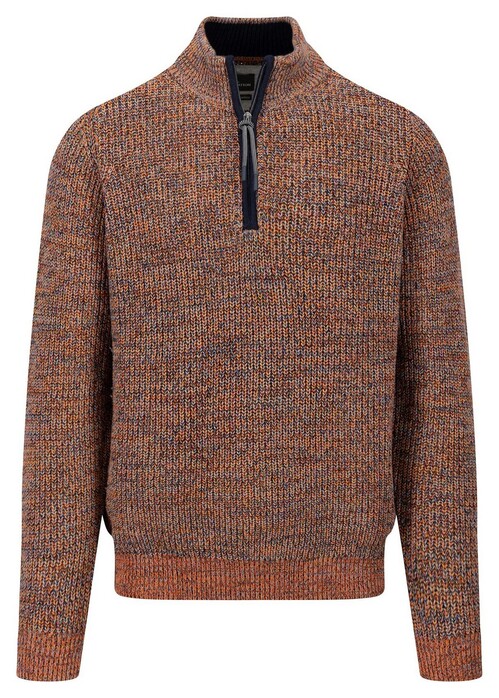 Fynch-Hatton Knit Troyer Zip Mouliné Pullover Flame