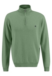 Fynch-Hatton Knit Troyer Zip Superfine Cotton Trui Spring Green