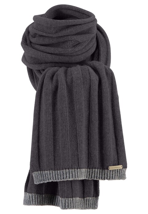 Fynch-Hatton Knitted Scarf Structure Stripe Contrast Charcoal