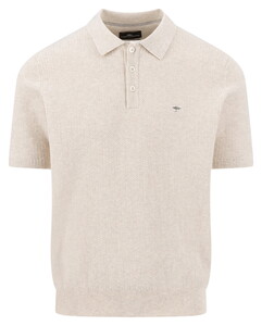 Fynch-Hatton Knitted Structure Cotton Blend Poloshirt New Off White