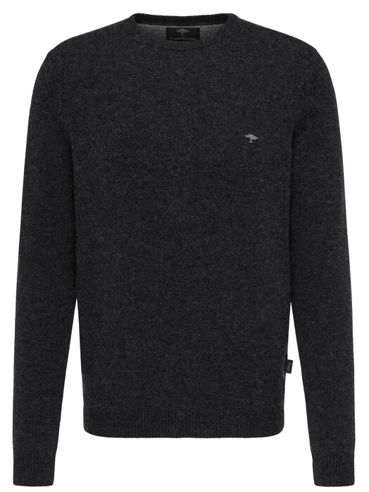 Fynch-Hatton Lambswool Polyamide O-Neck Pullover Charcoal