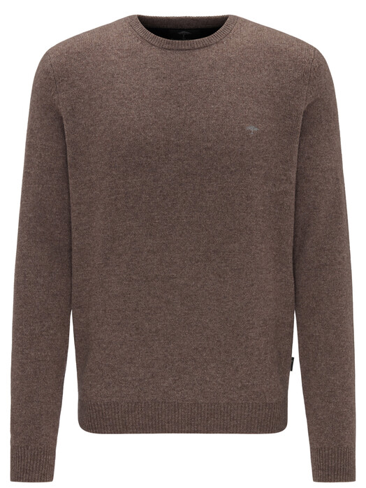 Fynch-Hatton Lambswool Polyamide O-Neck Pullover Earth