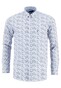 Fynch-Hatton Leaf Pattern Button Down Overhemd Wit-Blauw