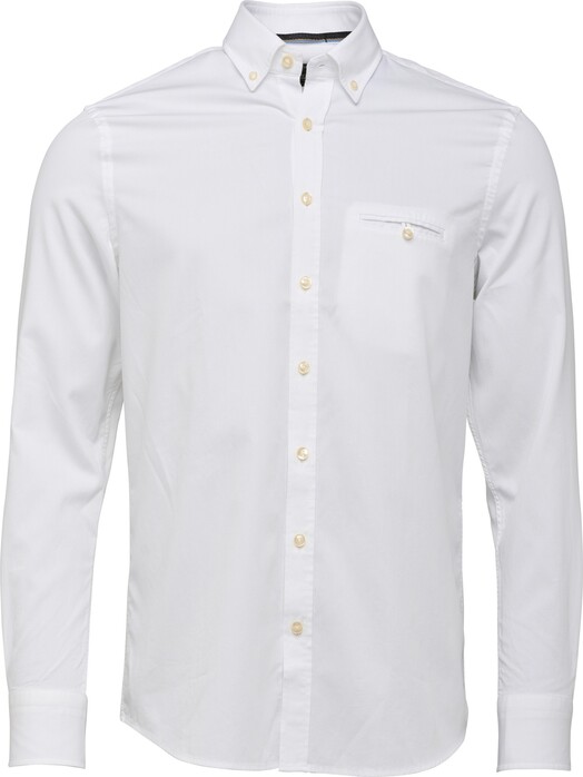 Fynch-Hatton Light Cotele Button Down Overhemd Off White