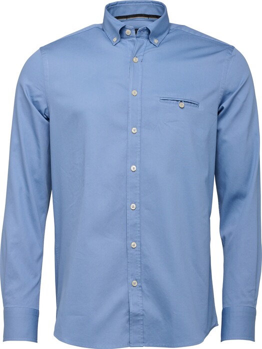 Fynch-Hatton Light Cotele Button Down Shirt Blue