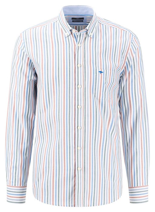 Fynch-Hatton Light Oxford Multi Stripe Shirt Dark Emerald