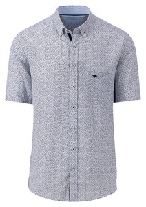 Fynch-Hatton Linen Allover Mini Pattern Button Down Shirt Navy