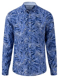 Fynch-Hatton Linen Bold Leaves Pattern Shirt Night