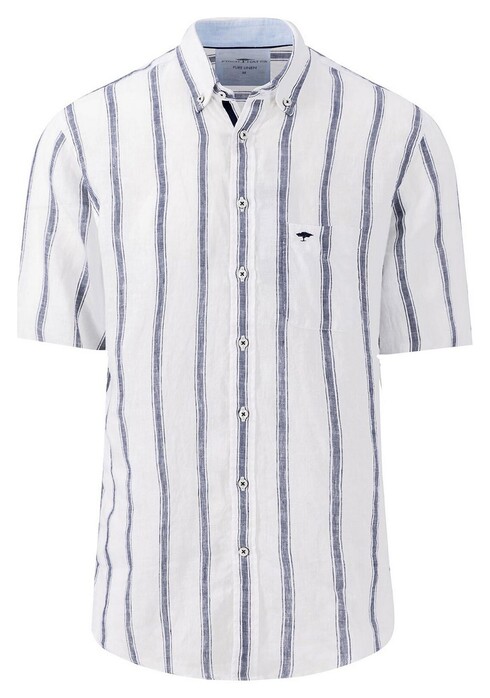 Fynch-Hatton Linen Classic Bold And Fine Stripe Shirt White