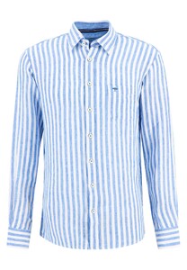 Fynch-Hatton Linen Classics Stripe Shirt Bright Ocean