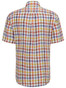 Fynch-Hatton Linen Combi Check Overhemd Abrikoos-Mango