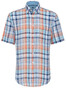 Fynch-Hatton Linen Combi Check Shirt Turquoise-Apricot
