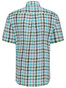 Fynch-Hatton Linen Combi Check Shirt Turquoise-Taupe