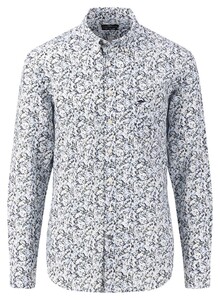 Fynch-Hatton Linen Cotton Allover Abstract Pattern Shirt Navy