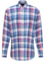 Fynch-Hatton Linen Cotton Blend Check Shirt Blossom-Blue