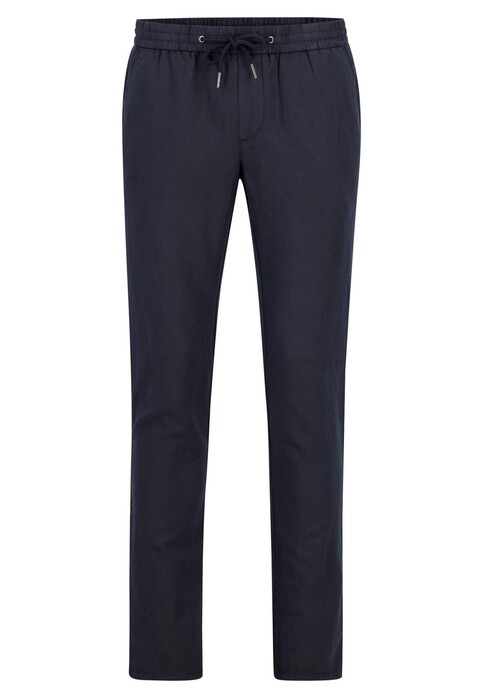 Fynch-Hatton Linen Cotton Drawstring Chino Pants Dark Navy