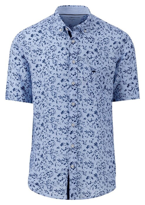 Fynch-Hatton Linen Fine Leaves Pattern Shirt Summer Breeze